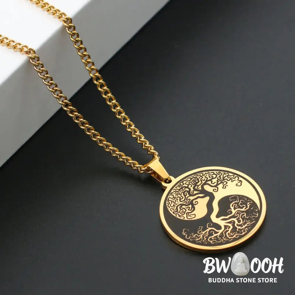 Buddha Stones The Tree of Life Titanium Steel Connection Necklace Pendant - BWOOOH - Necklaces &amp; Pendants