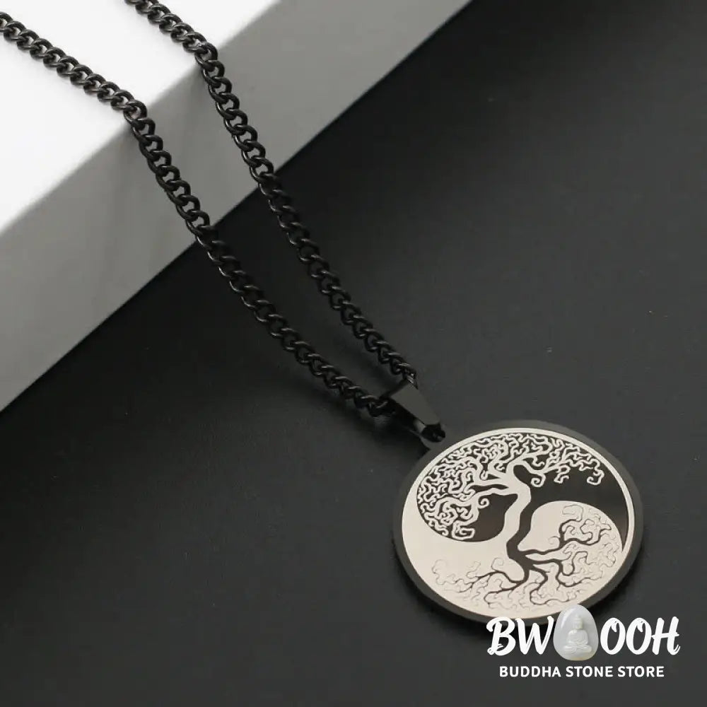 Buddha Stones The Tree of Life Titanium Steel Connection Necklace Pendant - BWOOOH - Necklaces &amp; Pendants