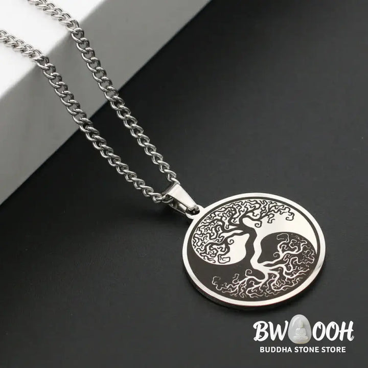 Buddha Stones The Tree of Life Titanium Steel Connection Necklace Pendant - BWOOOH - Necklaces &amp; Pendants