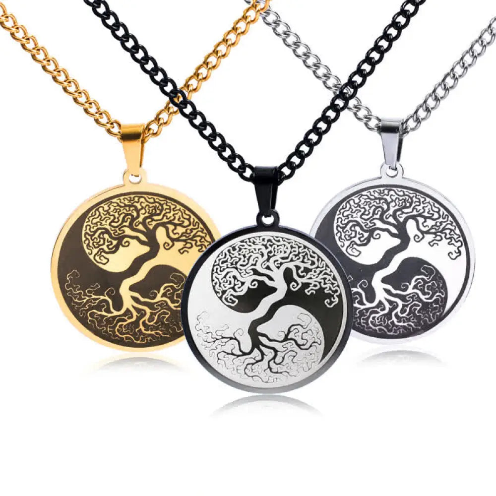 BWOOOH tree of life titanium steel connection necklace pendant for growth and resilience