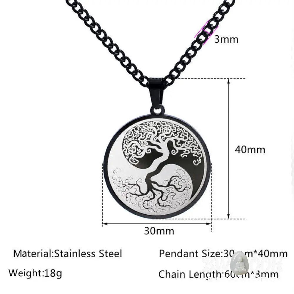 Buddha Stones The Tree of Life Titanium Steel Connection Necklace Pendant - BWOOOH - Necklaces &amp; Pendants