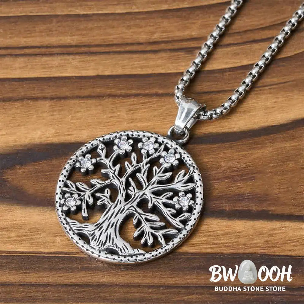 Buddha Stones The Tree Of Life Titanium Steel Creation Necklace Pendant - BWOOOH - Necklaces &amp; Pendants