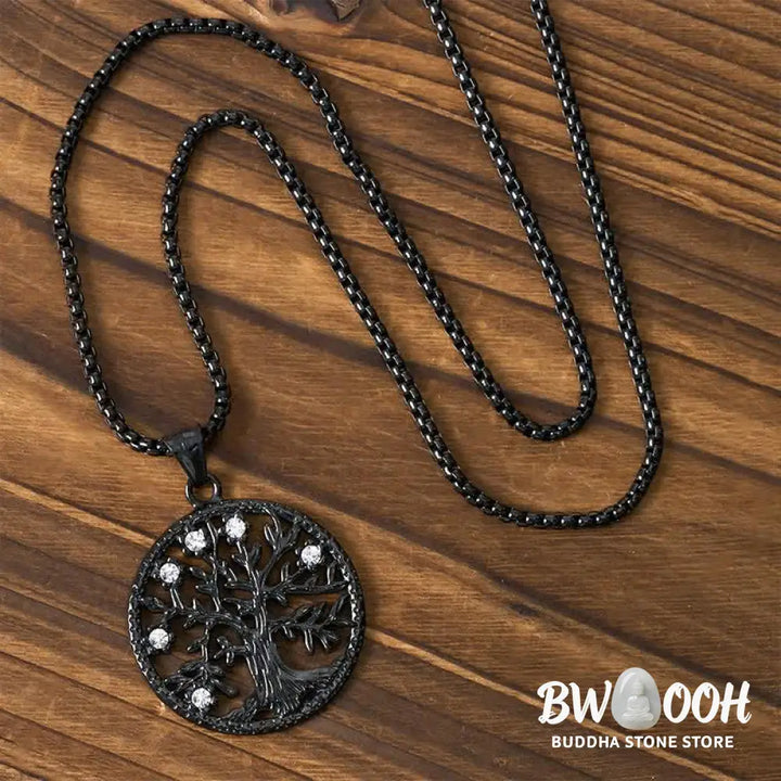 Buddha Stones The Tree Of Life Titanium Steel Creation Necklace Pendant - BWOOOH - Necklaces &amp; Pendants