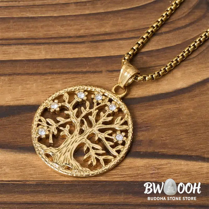 Buddha Stones The Tree Of Life Titanium Steel Creation Necklace Pendant - BWOOOH - Necklaces &amp; Pendants