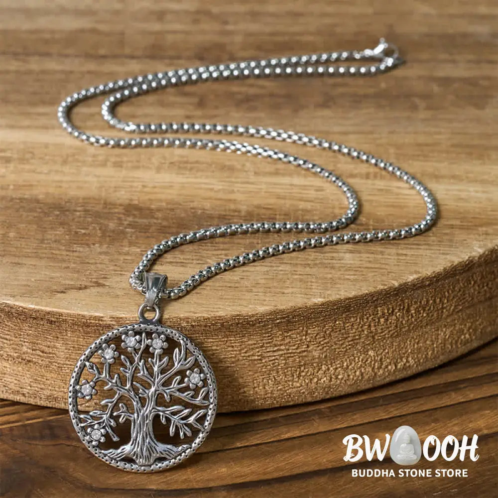 Buddha Stones The Tree Of Life Titanium Steel Creation Necklace Pendant - BWOOOH - Necklaces &amp; Pendants