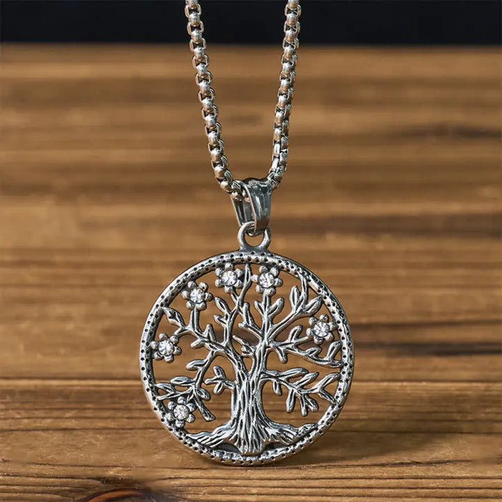 Buddha Stones The Tree Of Life Titanium Steel Creation Necklace Pendant - BWOOOH - Silvery The Tree of Life - Necklaces