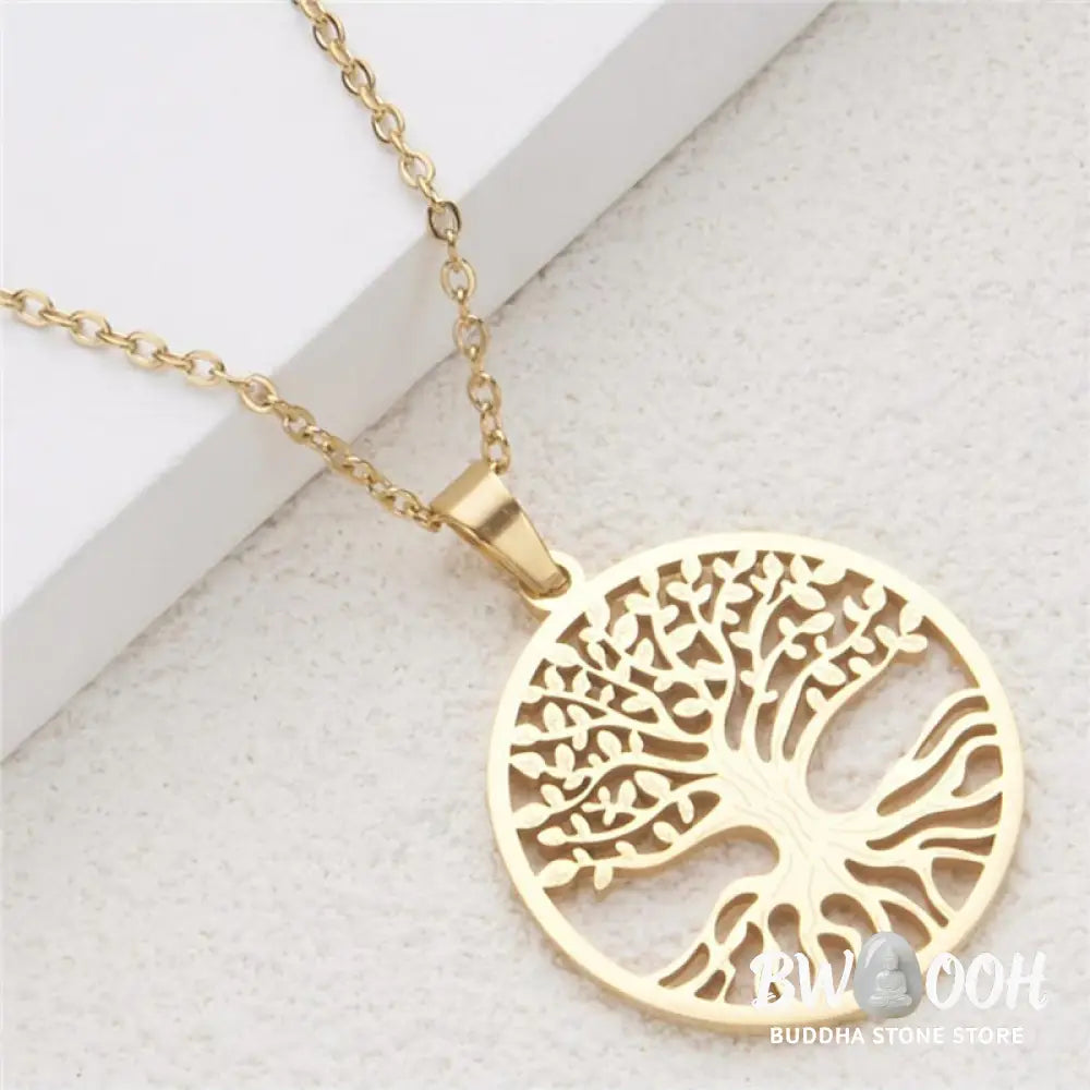 Buddha Stones The Tree Of Life Titanium Steel Enlightenment Necklace Pendant - BWOOOH - Necklaces &amp; Pendants