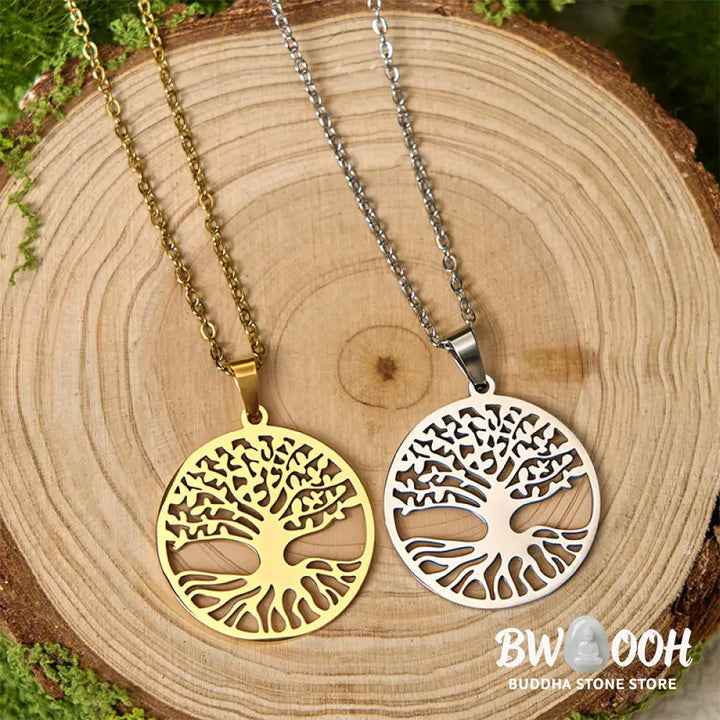 Buddha Stones The Tree Of Life Titanium Steel Enlightenment Necklace Pendant - BWOOOH - Necklaces &amp; Pendants