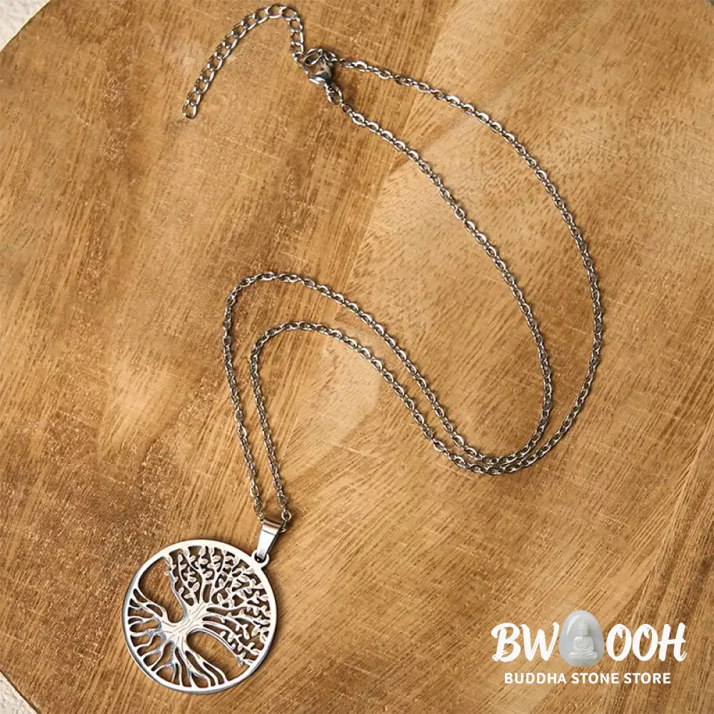 Buddha Stones The Tree Of Life Titanium Steel Enlightenment Necklace Pendant - BWOOOH - Necklaces &amp; Pendants