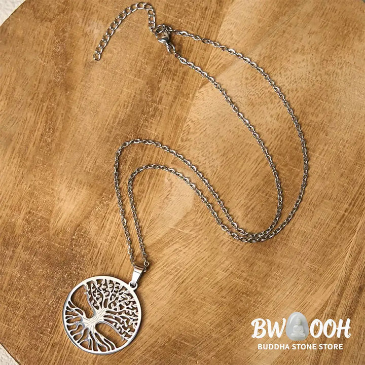 Buddha Stones The Tree Of Life Titanium Steel Enlightenment Necklace Pendant - BWOOOH - Necklaces &amp; Pendants