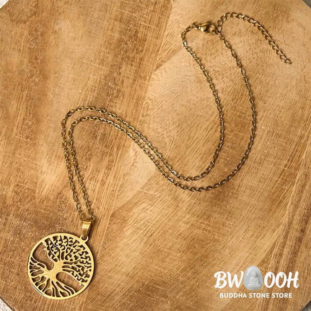 Buddha Stones The Tree Of Life Titanium Steel Enlightenment Necklace Pendant - BWOOOH - Necklaces &amp; Pendants