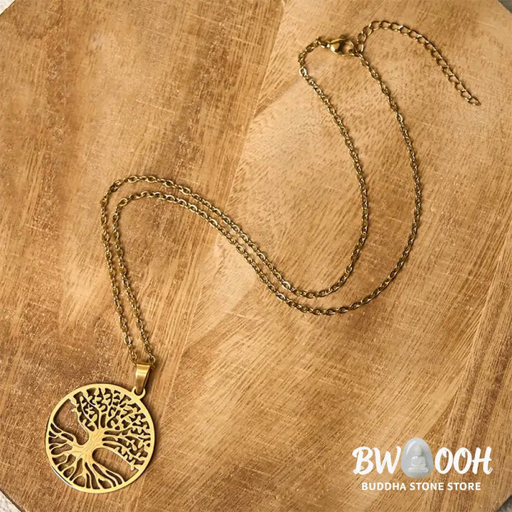 Buddha Stones The Tree Of Life Titanium Steel Enlightenment Necklace Pendant - BWOOOH - Necklaces &amp; Pendants