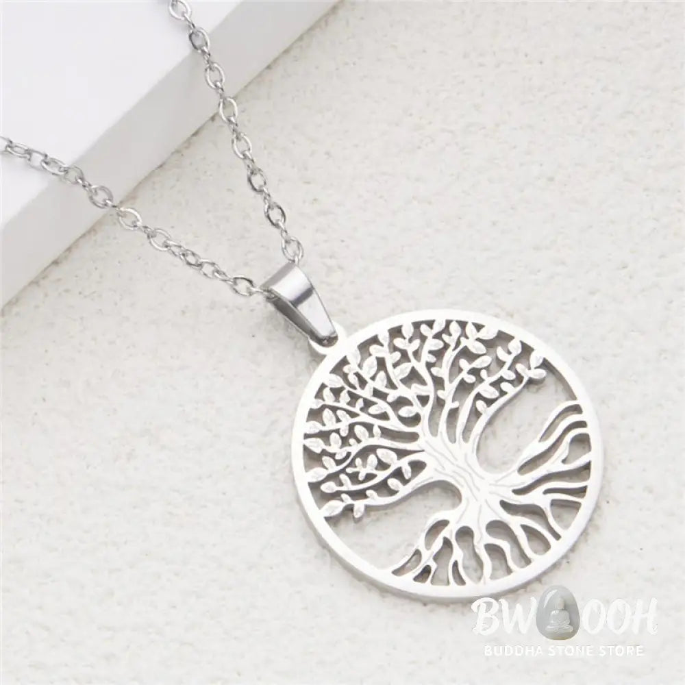Buddha Stones The Tree Of Life Titanium Steel Enlightenment Necklace Pendant - BWOOOH - Necklaces &amp; Pendants