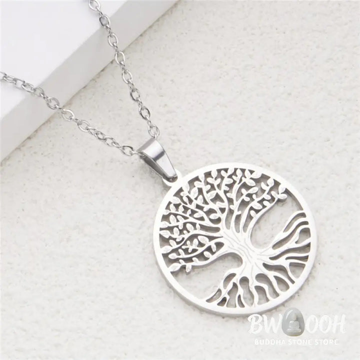 Buddha Stones The Tree Of Life Titanium Steel Enlightenment Necklace Pendant - BWOOOH - Necklaces &amp; Pendants