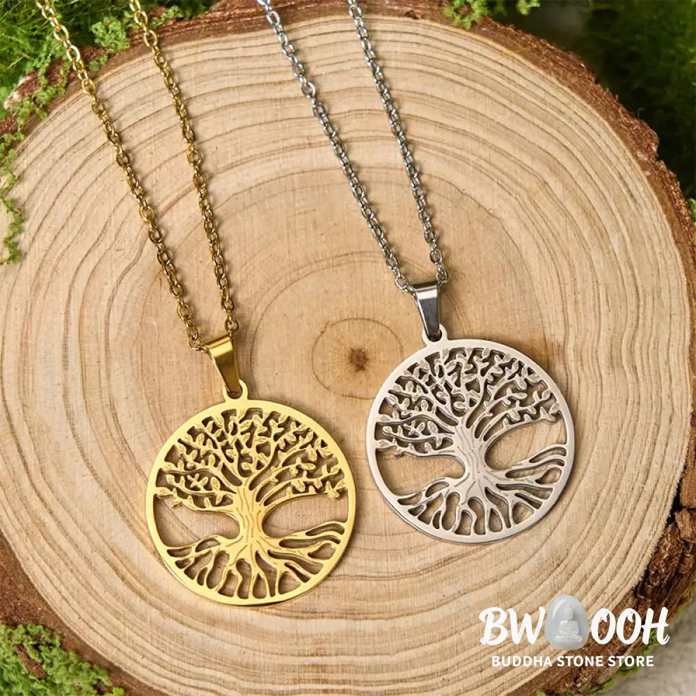 Buddha Stones The Tree Of Life Titanium Steel Enlightenment Necklace Pendant - BWOOOH - Necklaces &amp; Pendants