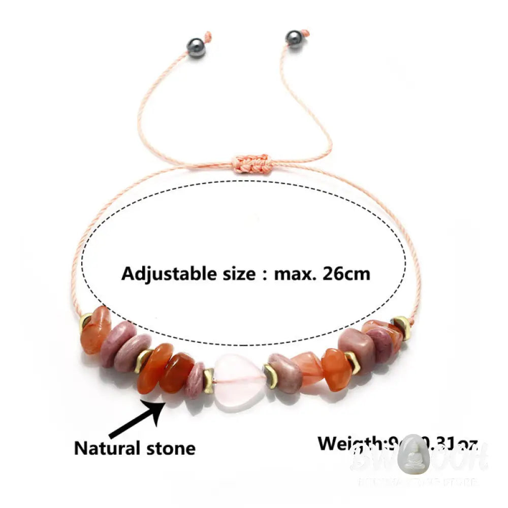 Buddha Stones Thinking Of You Rose Quartz Rhodonite Carnelian Relationships Bracelet - BWOOOH - Thinking Of You(Wrist