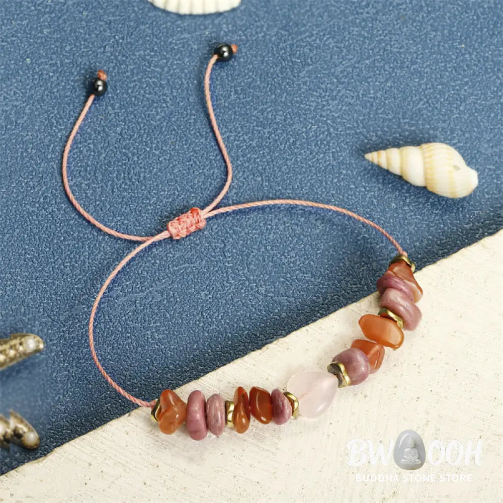 Buddha Stones Thinking Of You Rose Quartz Rhodonite Carnelian Relationships Bracelet - BWOOOH - Thinking Of You(Wrist