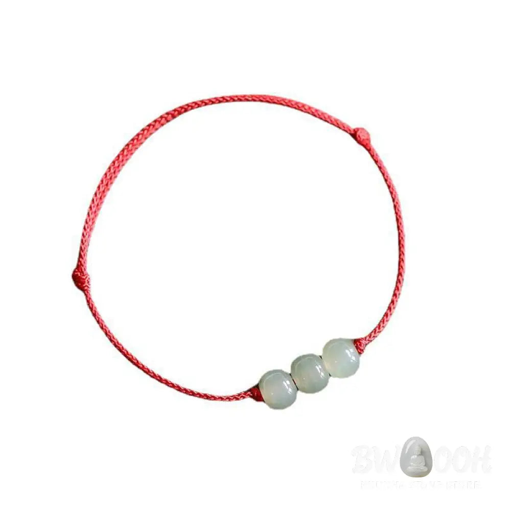 Buddha Stones Three Beads Jade Luck String Weave Bracelet - BWOOOH - Bracelet