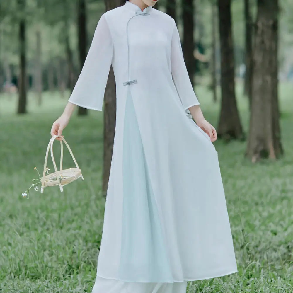 BWOOOH printed wide-leg yoga pants - Three Quarter Sleeve Chiffon Cheongsam M