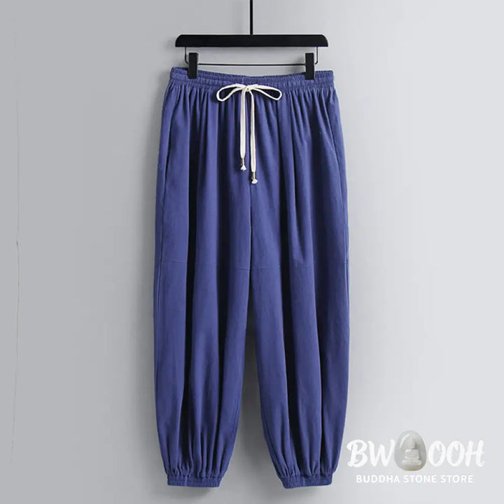 Buddha Stones Three-Quarter Sleeves Cropped Bloomers Cotton Top Pants Clothing Men’s Set - Men’s Meditation Cloth