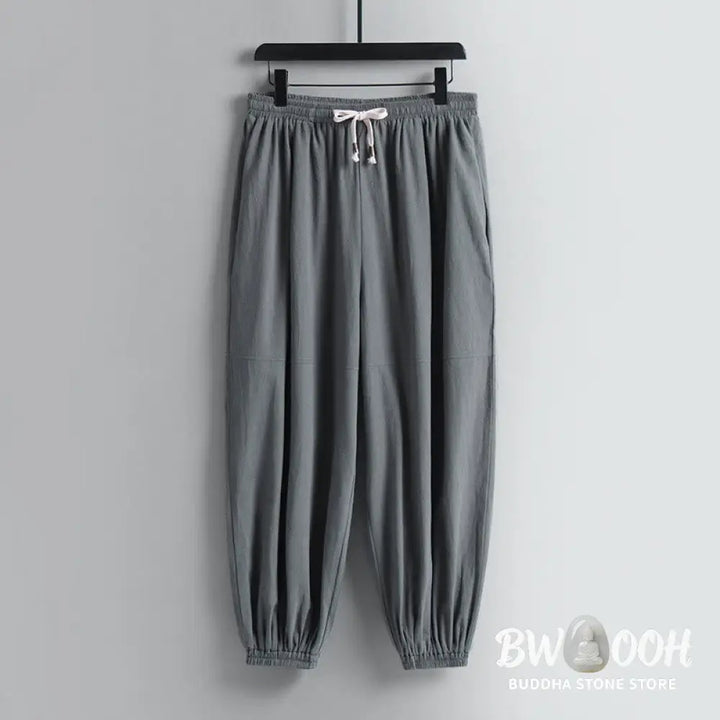 Buddha Stones Three-Quarter Sleeves Cropped Bloomers Cotton Top Pants Clothing Men’s Set - Men’s Meditation Cloth