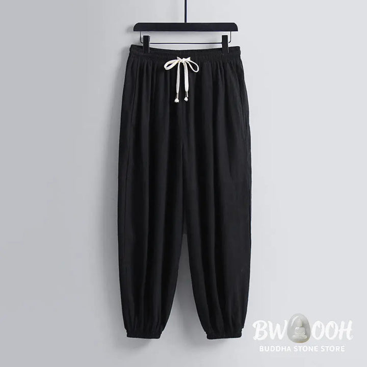 Buddha Stones Three-Quarter Sleeves Cropped Bloomers Cotton Top Pants Clothing Men’s Set - Men’s Meditation Cloth