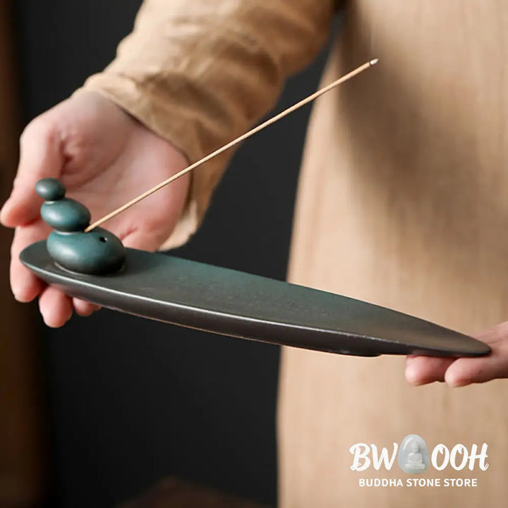 BWOOOH ceramic incense burner - Three Stones Waves Butterfly Bamboo