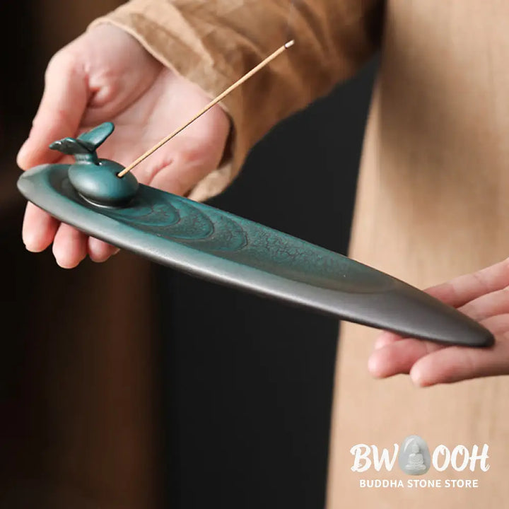 BWOOOH ceramic incense burner - Three Stones Waves Butterfly Bamboo