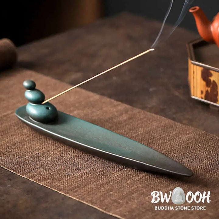 BWOOOH ceramic incense burner - Three Stones Waves Butterfly Bamboo