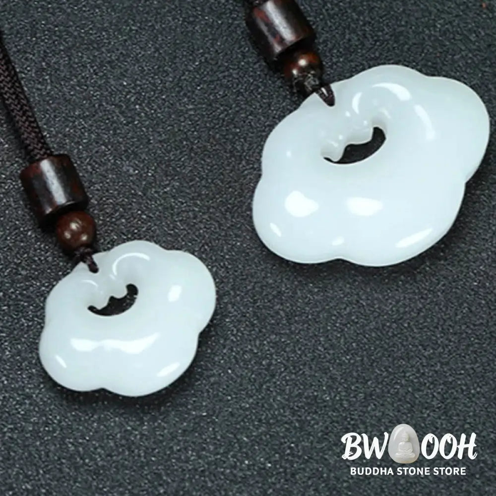 Buddha Stones Tianshan Jade Golden Silk Jade Chinese Lock Charm Abundance Necklace Pendant - BWOOOH - Necklaces &amp;