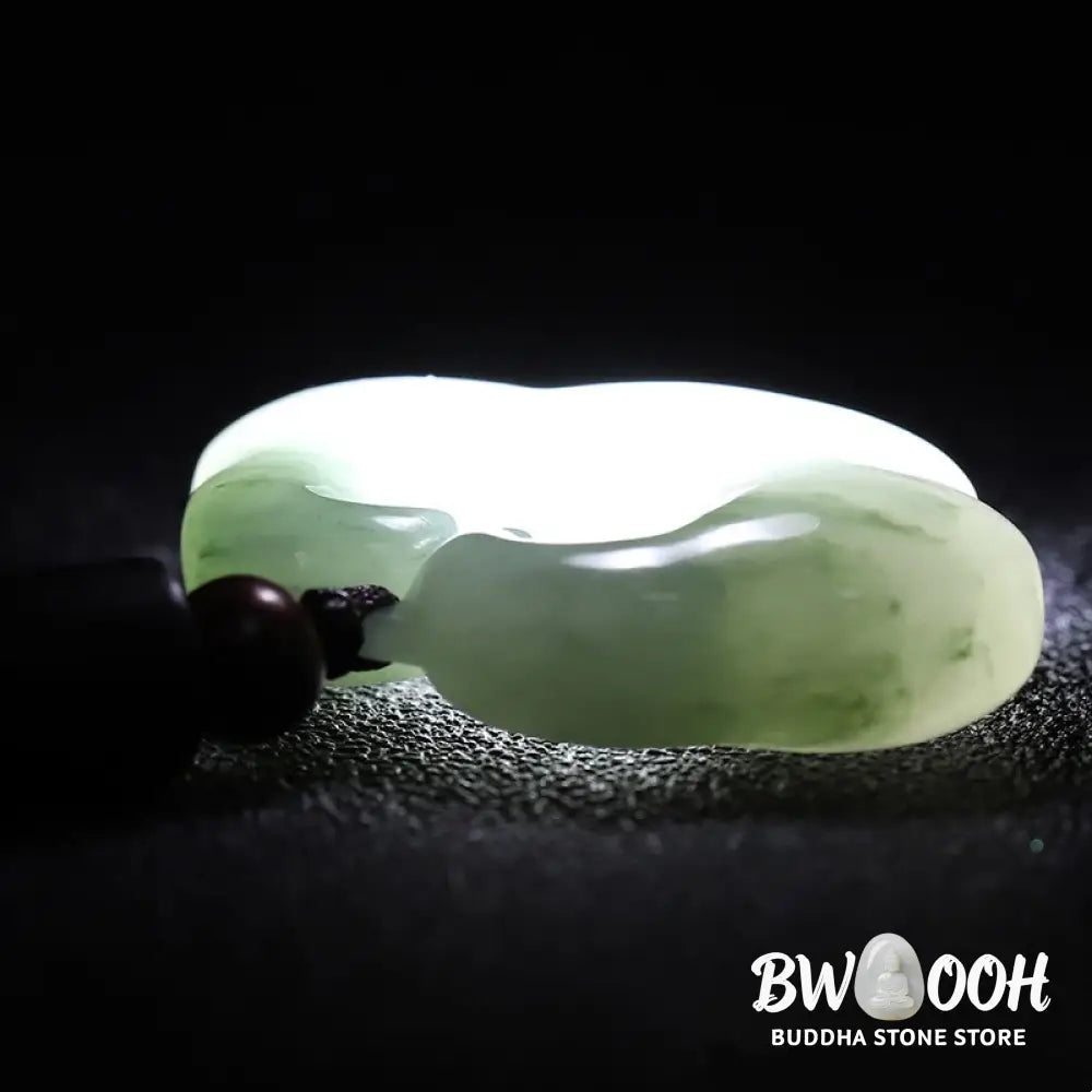 Buddha Stones Tianshan Jade Golden Silk Jade Chinese Lock Charm Abundance Necklace Pendant - BWOOOH - Necklaces &amp;