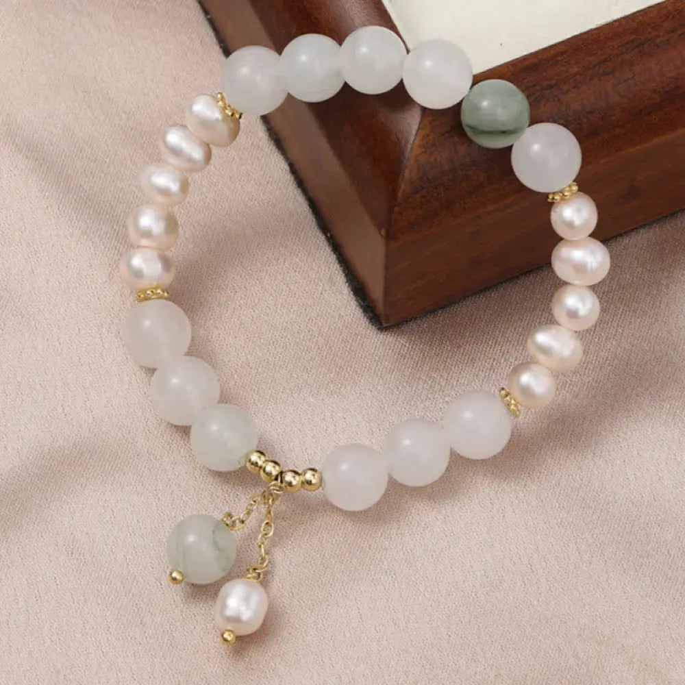 BWOOOH Tianshan Jade Pearl Abundance Bracelet — Jade jade bracelet for spiritual healing and mindful living