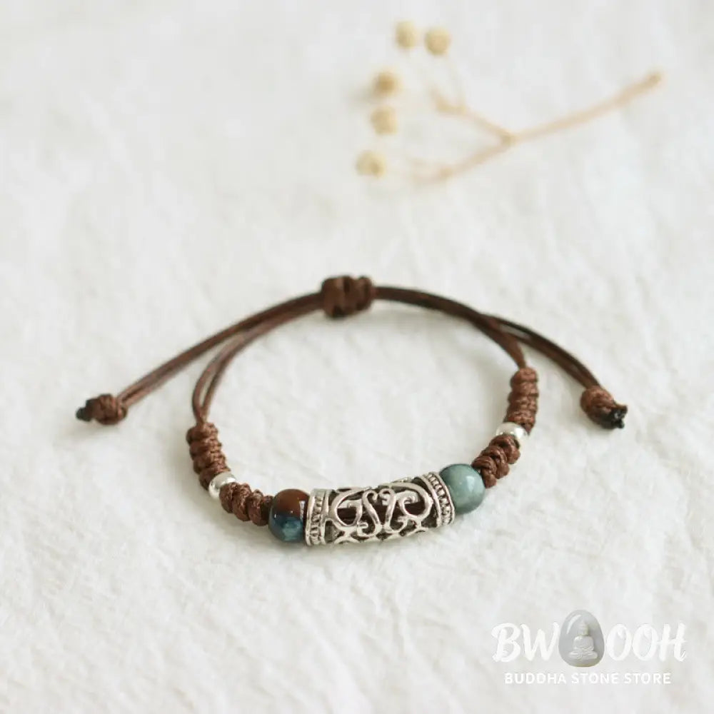 BWOOOH Tibet Ceramic Bead Wealth String Bracelet - Brown - Bracelet