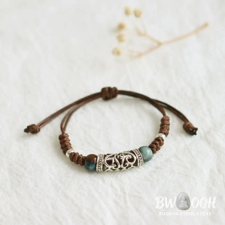BWOOOH Tibet Ceramic Bead Wealth String Bracelet - Brown - Bracelet