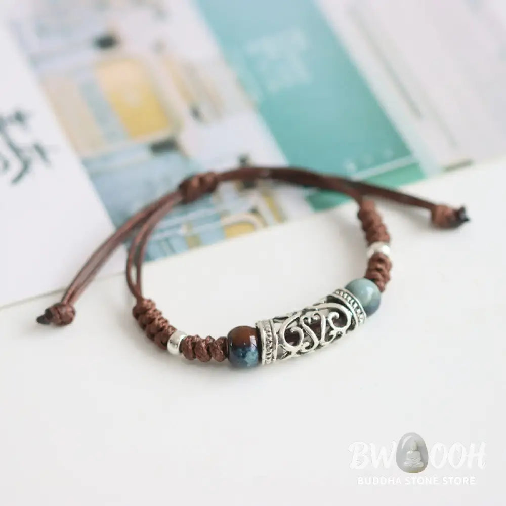 BWOOOH Tibet Ceramic Bead Wealth String Bracelet - Brown - Bracelet
