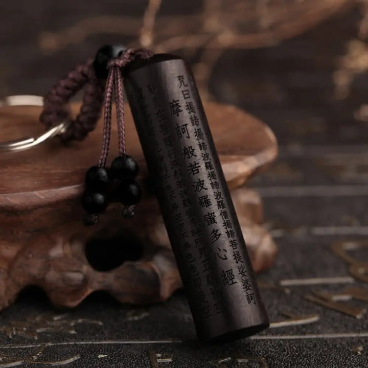 BWOOOH Tibet Ebony Heart Sutra Peace Key Chain