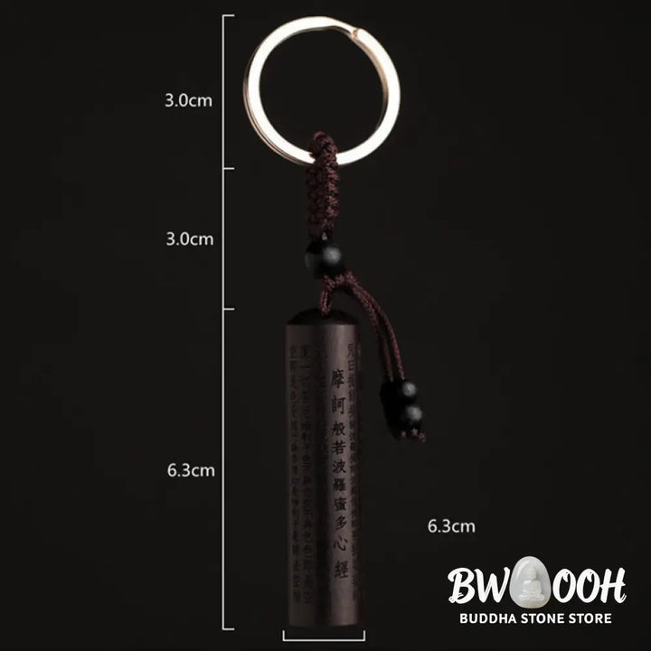 Buddha Stones Tibet Ebony Heart Sutra Peace Key Chain - Ebony Wood - Key Chain