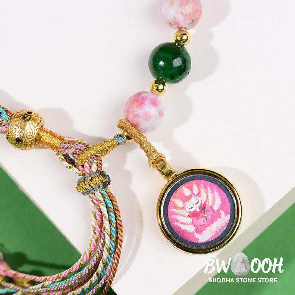 Buddha Stones Tibet Evil Eye Nine Tailed Fox Thangka Keep Away Evil Spirits String Bracelet - Nine-tailed Fox