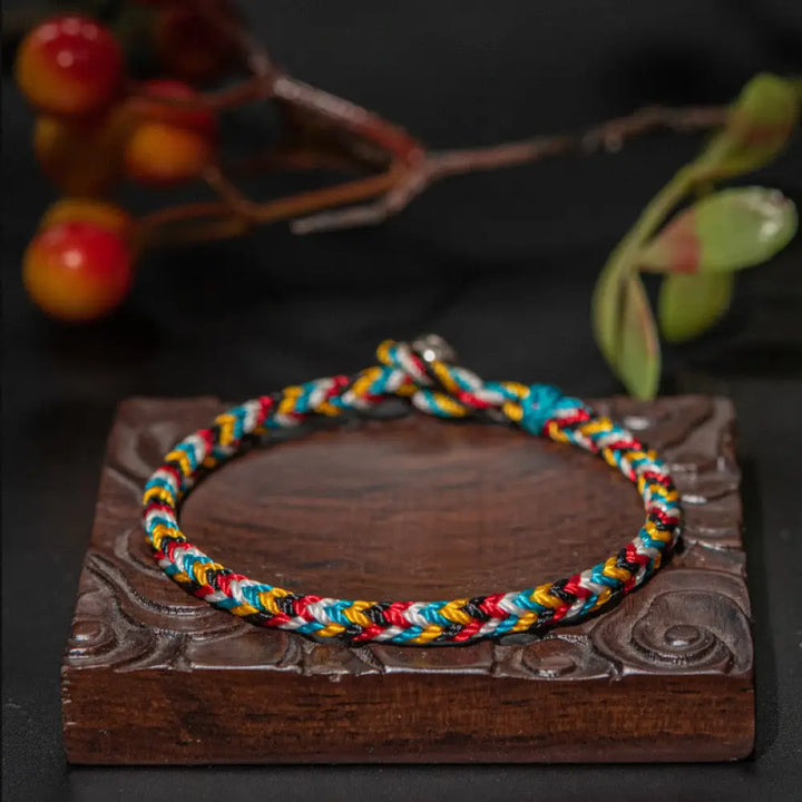 Buddha Stones Tibet Handmade Five Color Thread Protection Braid String Bracelet - BWOOOH - 14cm - Bracelet