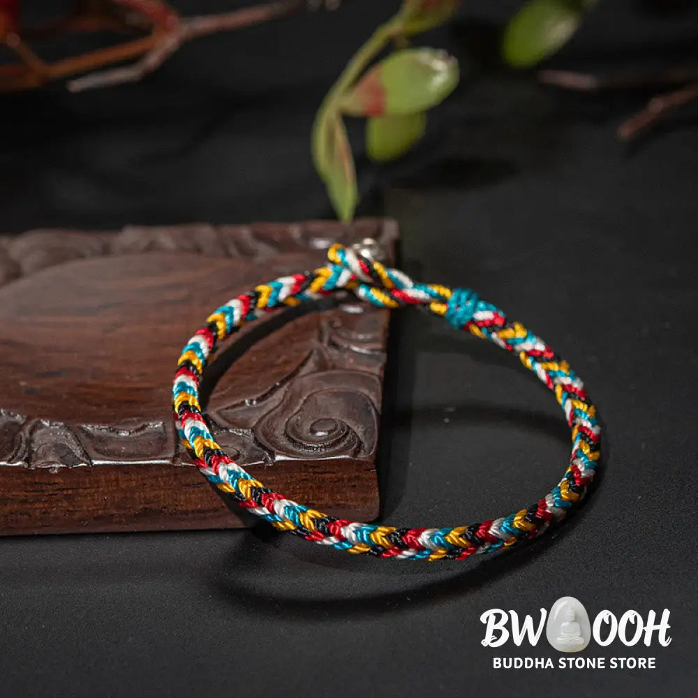 Buddha Stones Tibet Handmade Five Color Thread Protection Braid String Bracelet - BWOOOH - Bracelet
