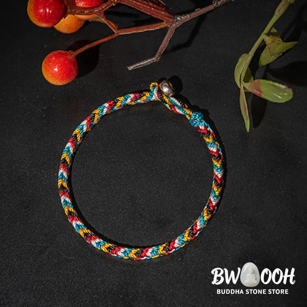 Buddha Stones Tibet Handmade Five Color Thread Protection Braid String Bracelet - BWOOOH - Bracelet