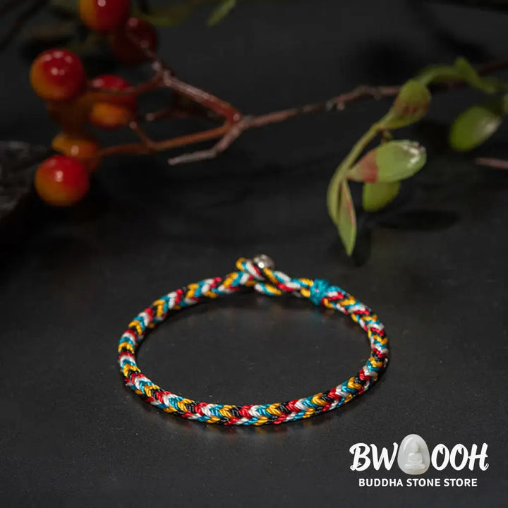 Buddha Stones Tibet Handmade Five Color Thread Protection Braid String Bracelet - BWOOOH - Bracelet