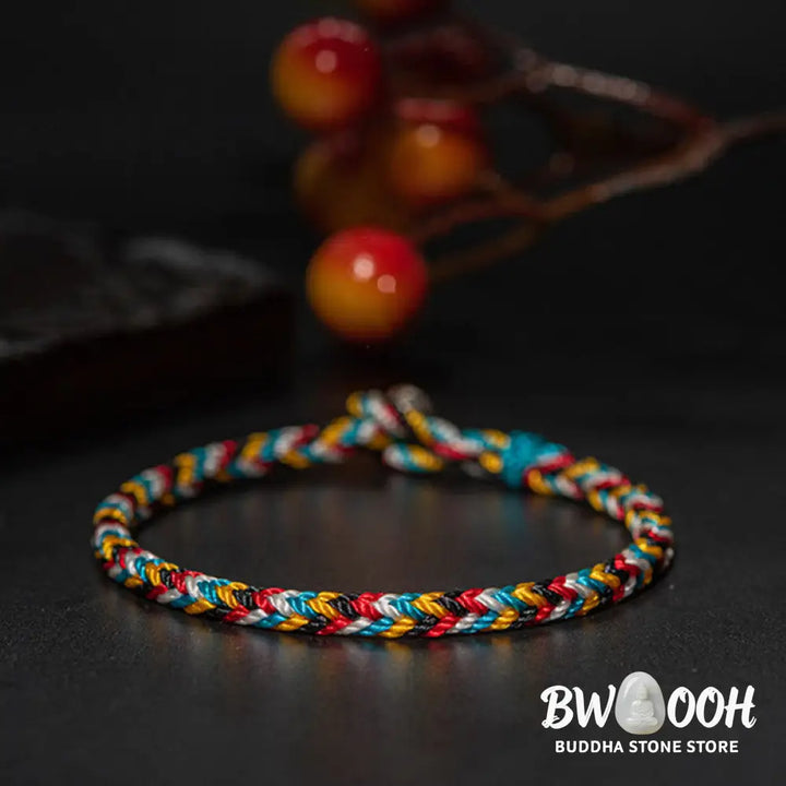 Buddha Stones Tibet Handmade Five Color Thread Protection Braid String Bracelet - BWOOOH - Bracelet