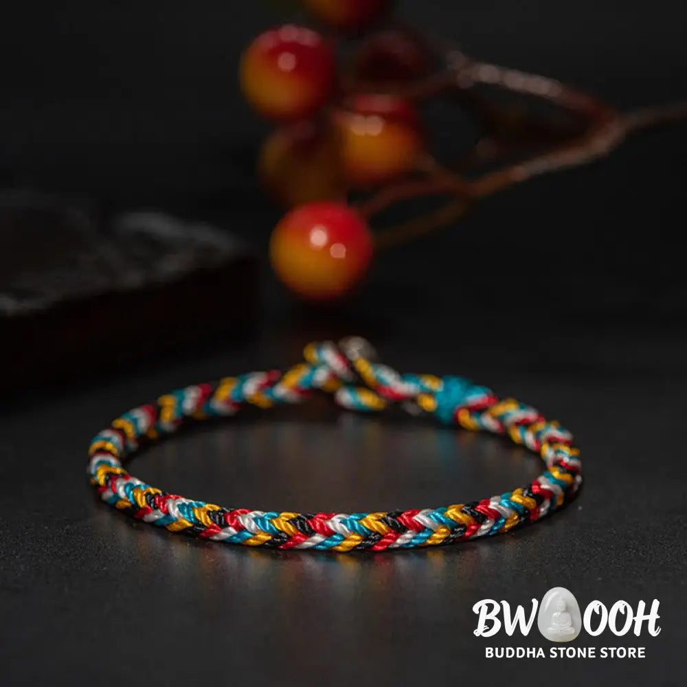 Buddha Stones Tibet Handmade Five Color Thread Protection Braid String Bracelet - BWOOOH - Bracelet
