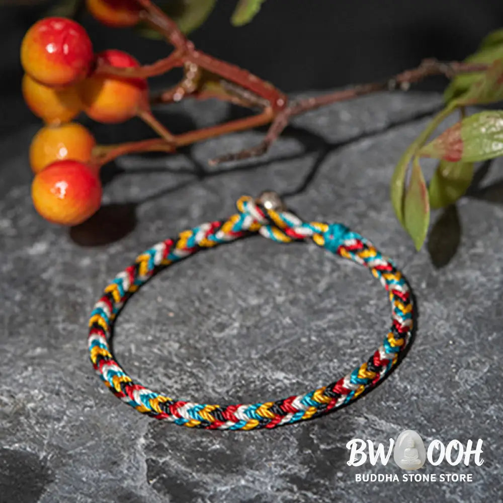 Buddha Stones Tibet Handmade Five Color Thread Protection Braid String Bracelet - BWOOOH - Bracelet