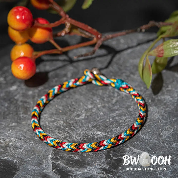 Buddha Stones Tibet Handmade Five Color Thread Protection Braid String Bracelet - BWOOOH - Bracelet
