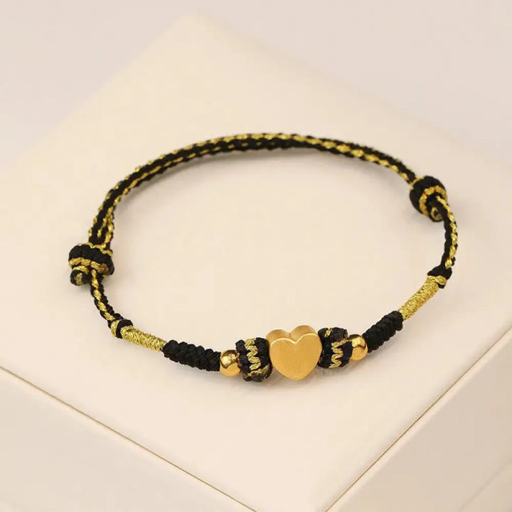 BWOOOH Tibet Handmade Love Heart King Kong Knot Luck Braided Bracelet - BWOOOH - Love Heart Black Gold Bracelet