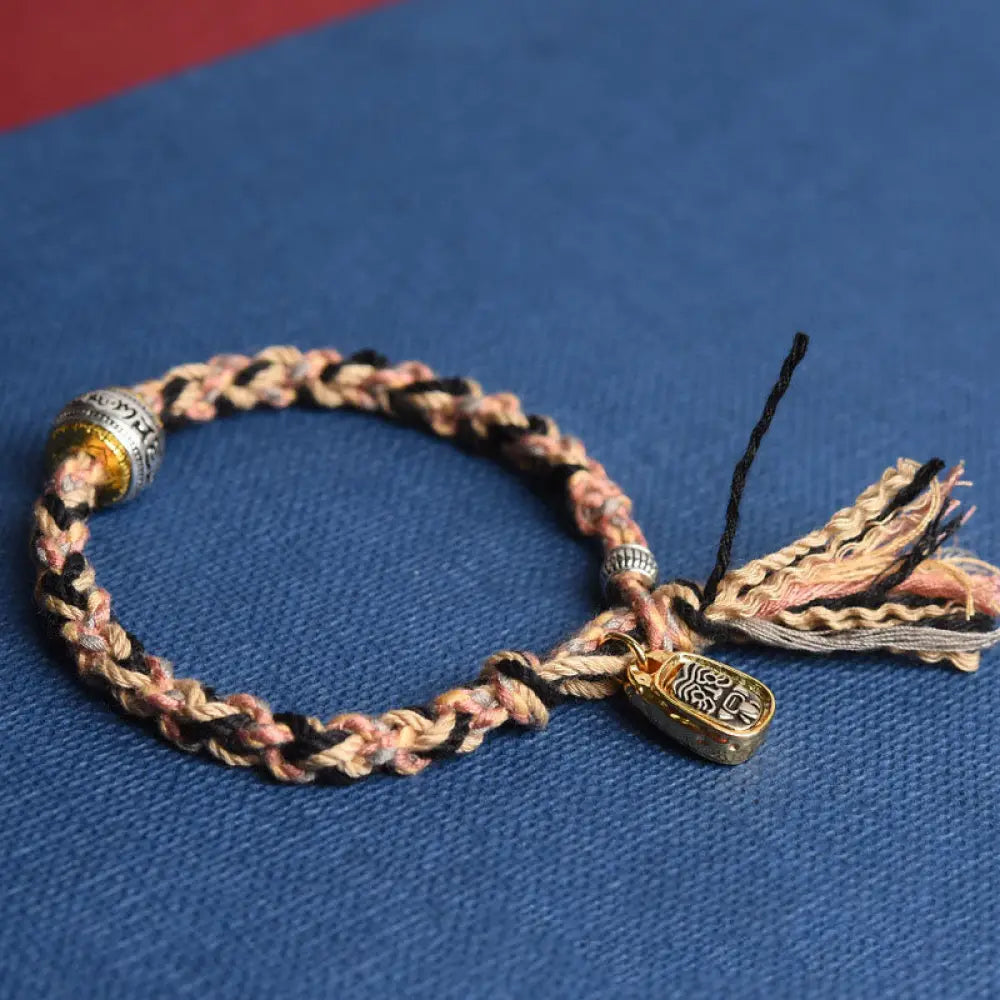 BWOOOH Tibet Om Mani Padme Hum Carved Zakiram Focus Rope 