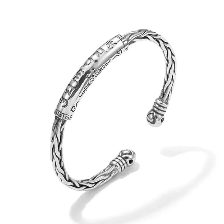 BWOOOH Tibet Om Mani Padme Hum Engraved Focus Cuff Bracelet Bangle - BWOOOH - Om Mani Padme