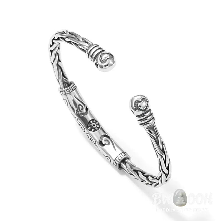 Buddha Stones Tibet Om Mani Padme Hum Engraved Focus Cuff Bracelet Bangle - BWOOOH - Om Mani Padme